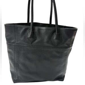 Rebecca Minkoff Black Pebbled Leather Tote Shoulder Bag Work Minimalist